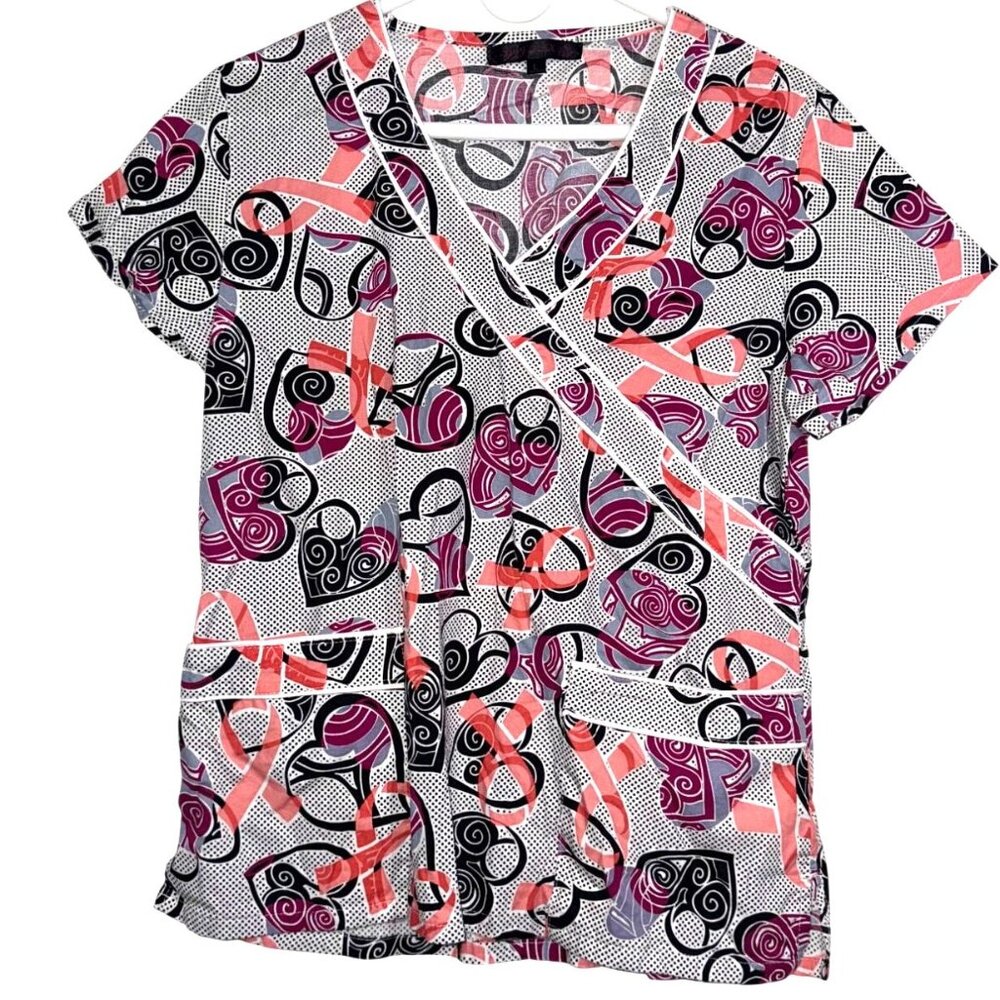 Womens V-Flex Wrap Scrub Top With Pockets L